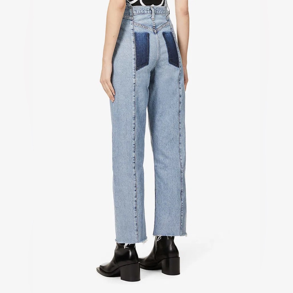 Agolde Pieced Angled Asymmetric High-Rise Organic-Cotton Denim Jeans size 26